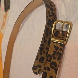 Fossil Animal Print Belt with Gold Buckle